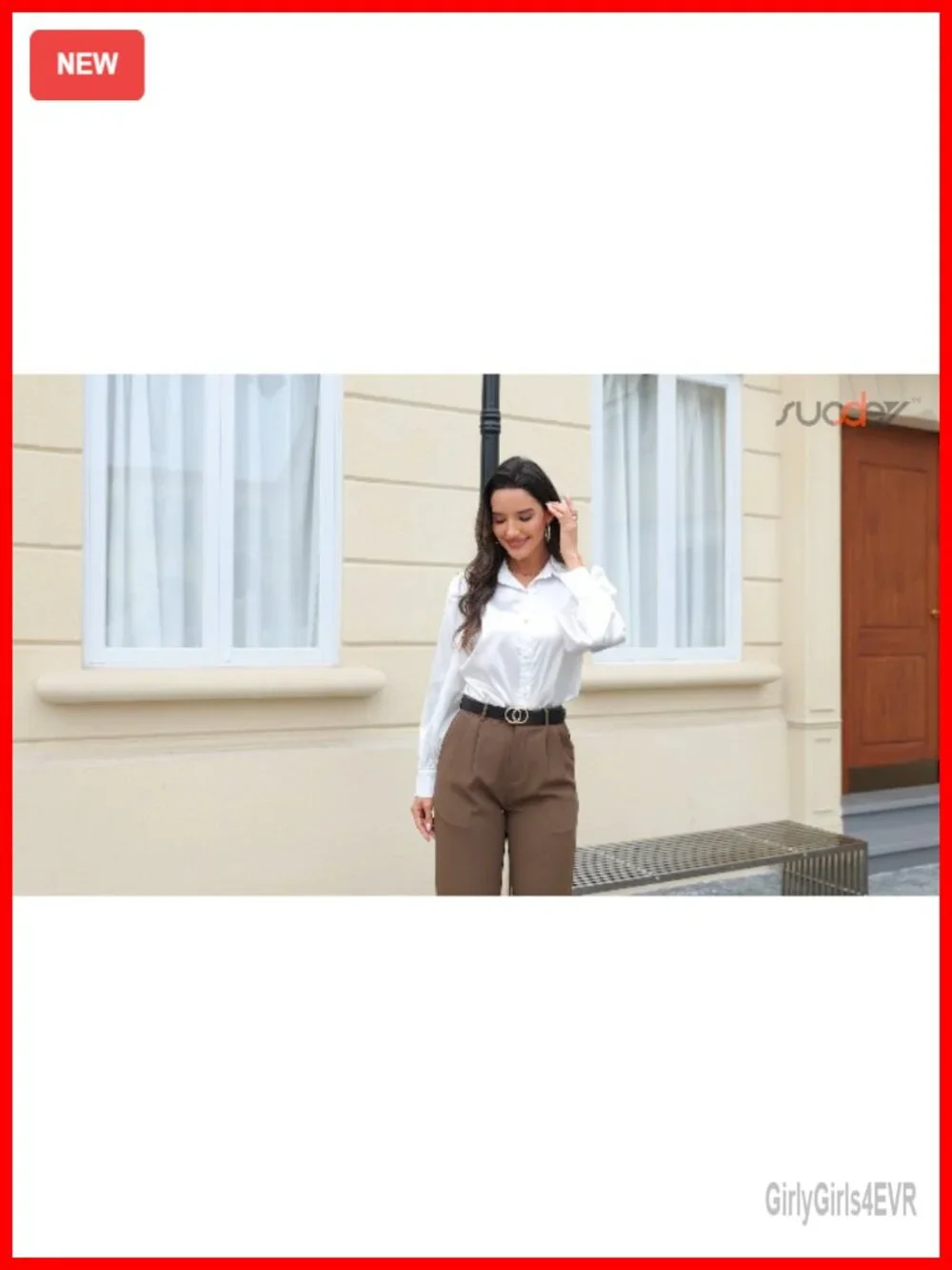 Women's Adjustable Ratchet Belt Faux Leather No Holes Slide Buckle Dress Pants